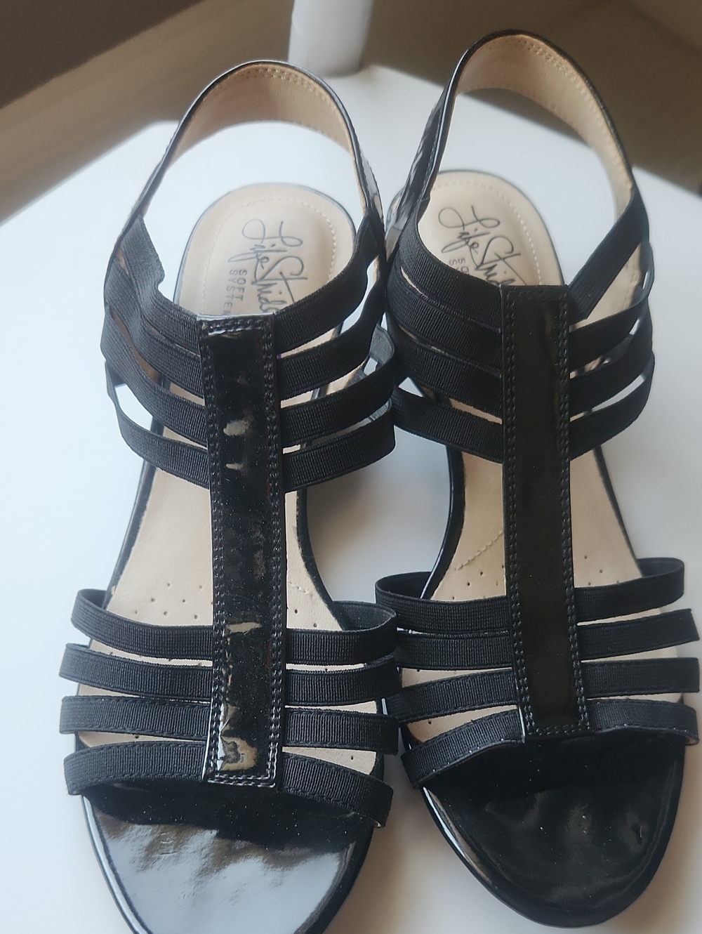 Life Stride Black Strappy Slingback Heels